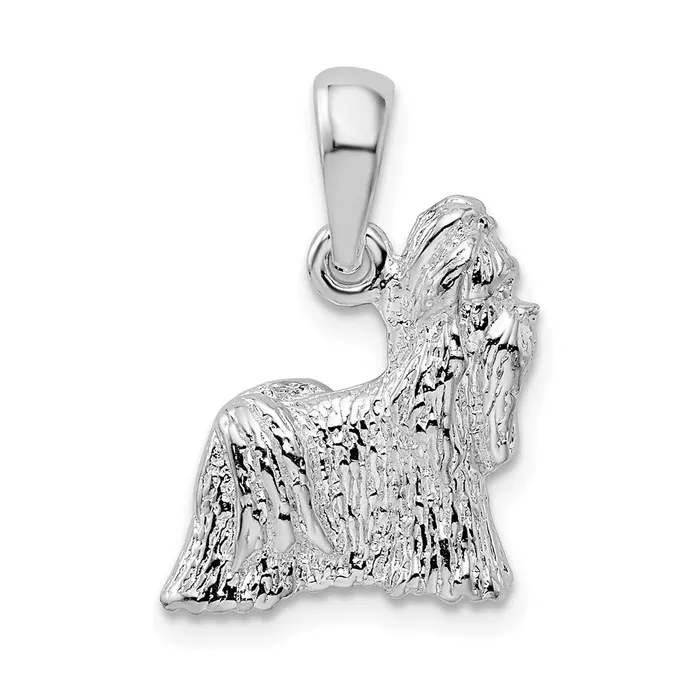 Necklaces TreasureFineJewelers Sterling Silver Textured 3D Shih Tzu Dog Pendant Necklaces TreasureFineJewelers Sterling Silver Textured 3D Shih Tzu Dog Pendant
