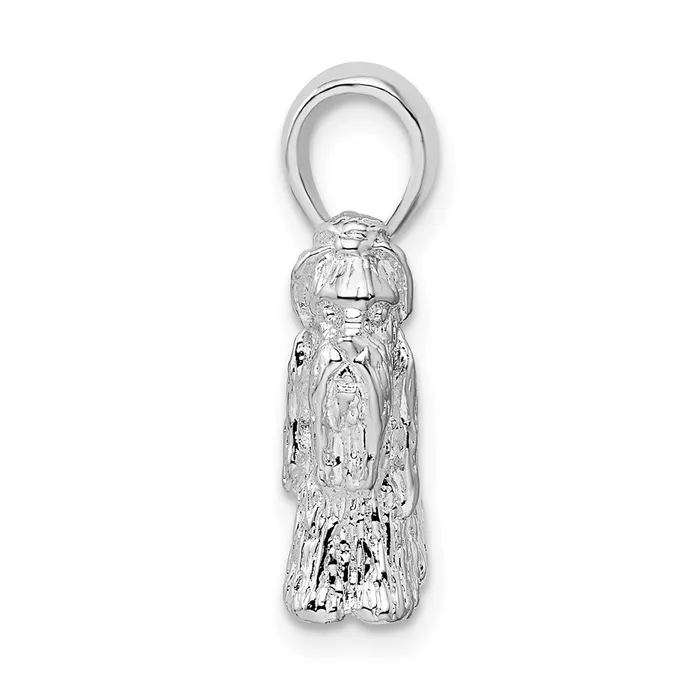 Necklaces TreasureFineJewelers Sterling Silver Textured 3D Shih Tzu Dog Pendant