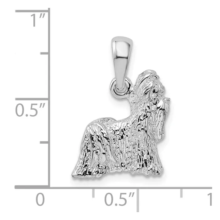 Necklaces TreasureFineJewelers Sterling Silver Textured 3D Shih Tzu Dog Pendant
