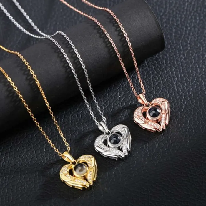 Necklaces Trendolla Jewelry Guardian Wings Necklace with Picture Inside