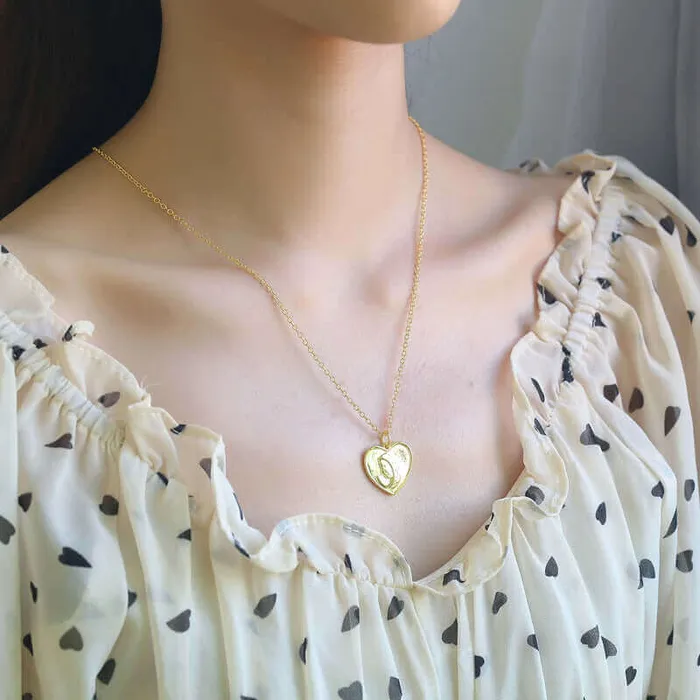 Necklaces Trendolla Jewelry S925 Heart Vintage Virgin Mary Virgencita Necklace