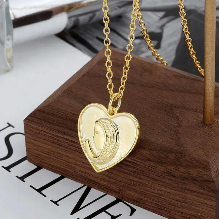 Necklaces Trendolla Jewelry S925 Heart Vintage Virgin Mary Virgencita Necklace