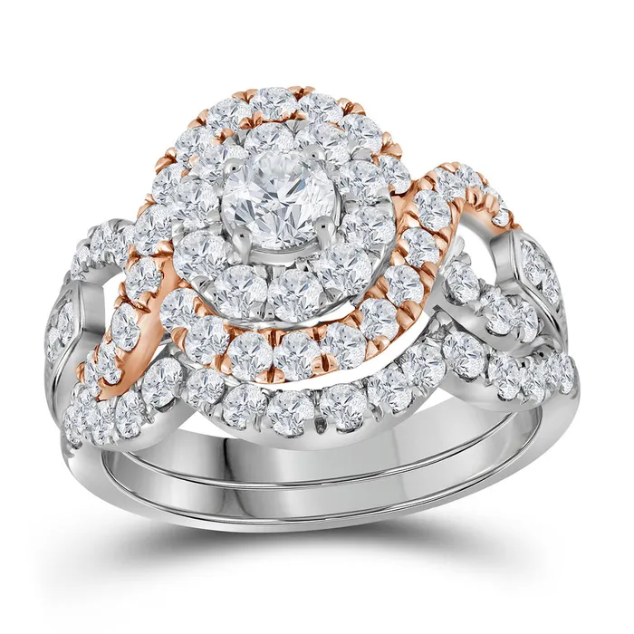 North Arrow Shop 14kt two tone gold womens round diamond bridal wedding engagement ring band set 200 cttw113990 Rings