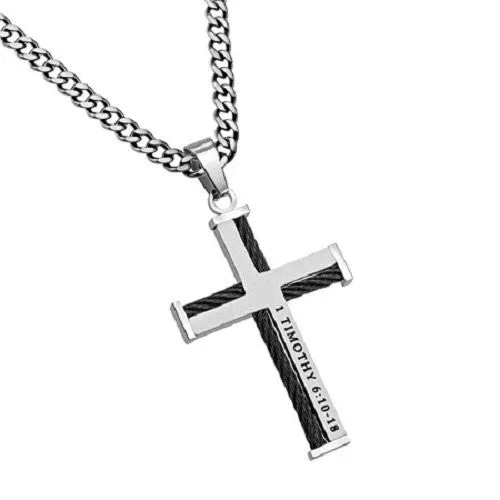 North Arrow Shop Necklaces Man Of God Cable Cross Necklace Stainless Steel Curb Chain