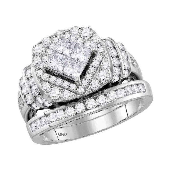 North Arrow Shop Rings 14kt white gold womens princess diamond bridal wedding engagement ring band set 200 cttw117485