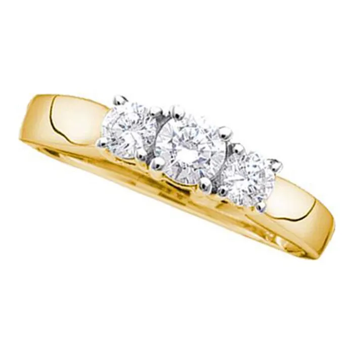 North Arrow Shop Rings 14kt yellow gold womens round diamond 3 stone bridal wedding engagement ring 1 12 cttw11889