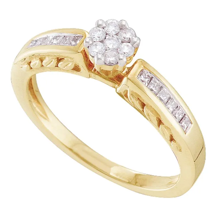 North Arrow Shop Rings 14kt yellow gold womens round diamond flower cluster ring 14 cttw41895