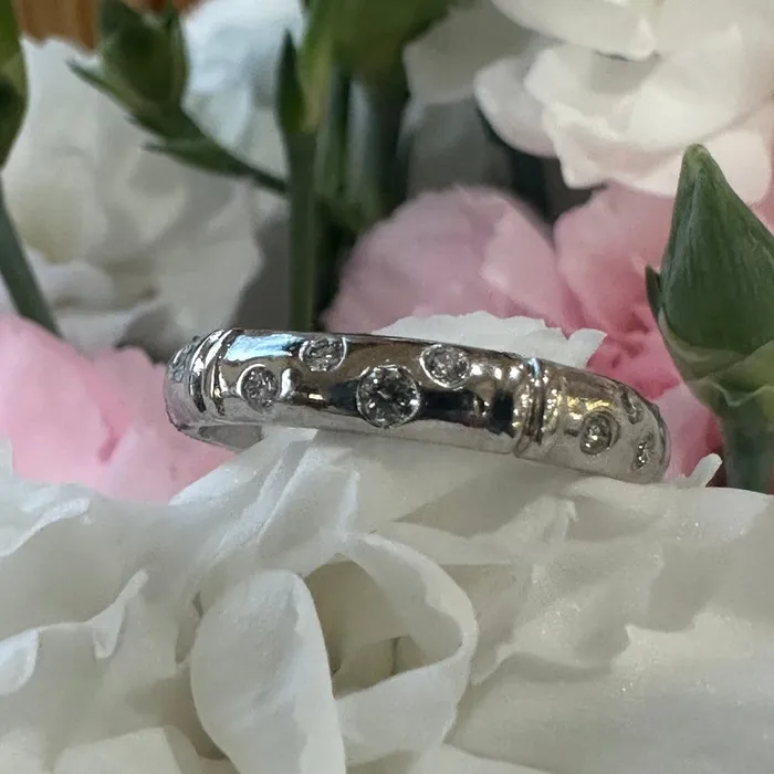 ONeills Estate Jewelry Rings 14 Karat White Gold Diamond Band 40000306
