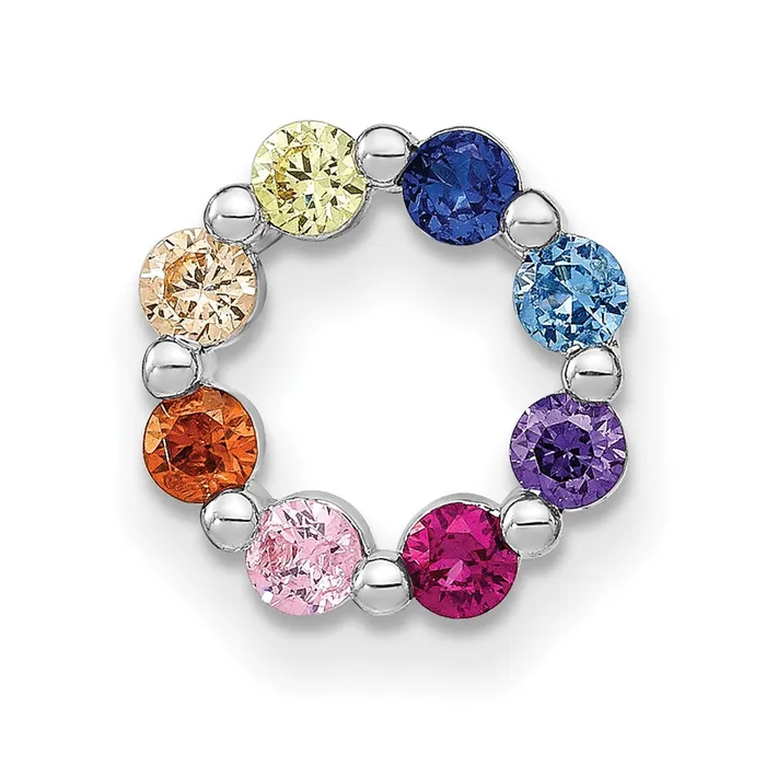 Prizma Sterling Silver Rhodiumplated Colorful CZ Circle Chain Slide TreasureFineJewelers Rings Prizma Sterling Silver Rhodiumplated Colorful CZ Circle Chain Slide TreasureFineJewelers Rings