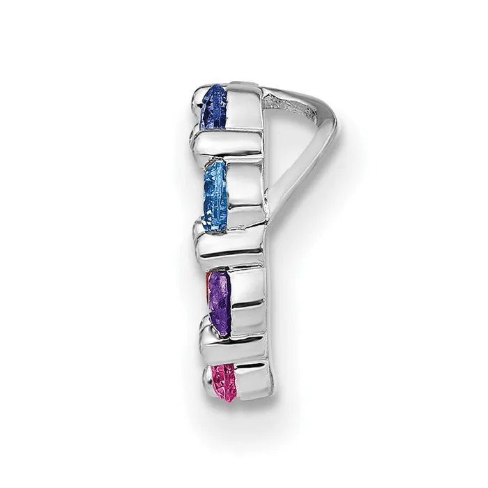 Prizma Sterling Silver Rhodiumplated Colorful CZ Circle Chain Slide TreasureFineJewelers Rings
