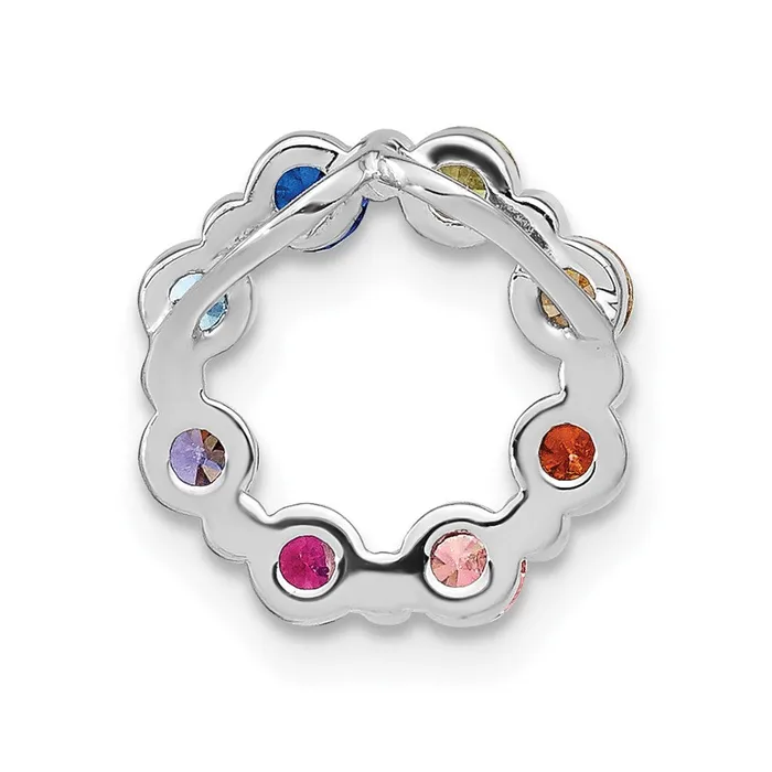 Prizma Sterling Silver Rhodiumplated Colorful CZ Circle Chain Slide TreasureFineJewelers Rings