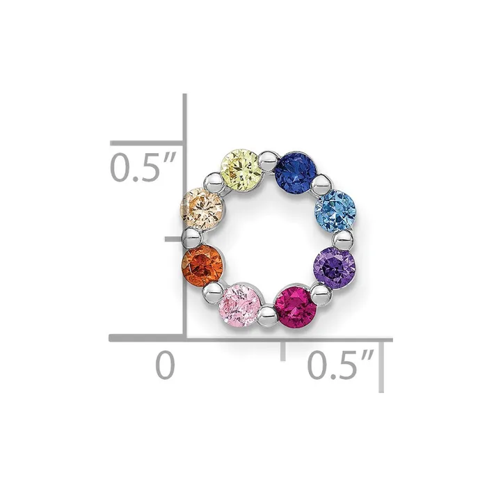 Prizma Sterling Silver Rhodiumplated Colorful CZ Circle Chain Slide TreasureFineJewelers Rings