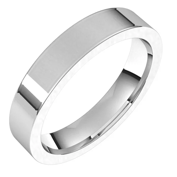 Rings 14K White Gold 4 mm flat comfort fit Wedding Band TreasureFineJewelers Rings 14K White Gold 4 mm flat comfort fit Wedding Band TreasureFineJewelers