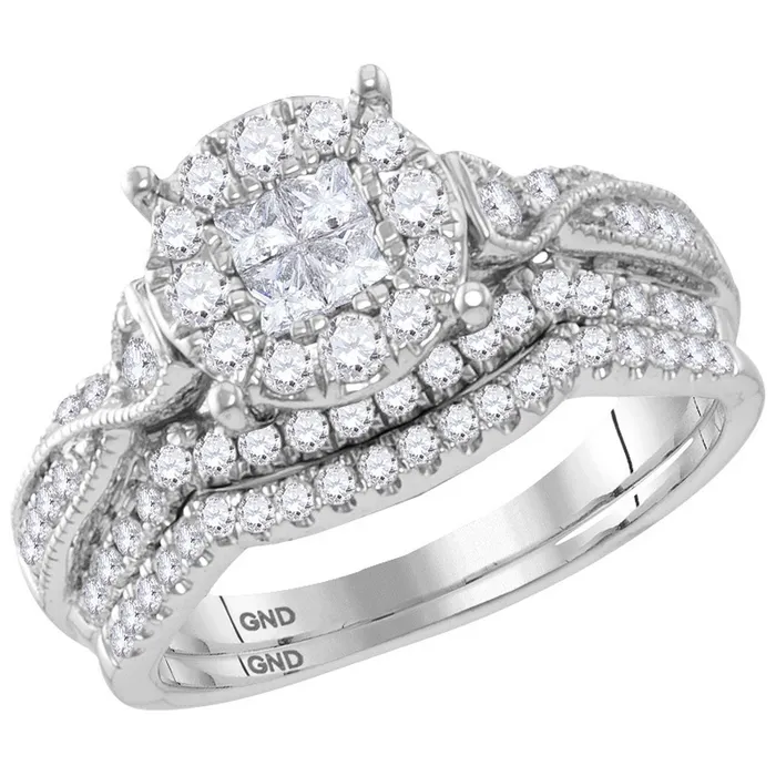 Rings 14kt white gold womens princess round diamond soleil bridal wedding engagement ring band set 100 cttw117013 North Arrow Shop