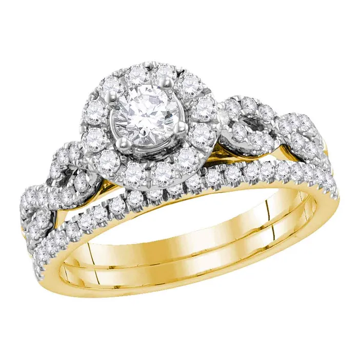 Rings 14kt yellow gold womens round diamond twist bridal wedding engagement ring band set 100 cttw113690 North Arrow Shop