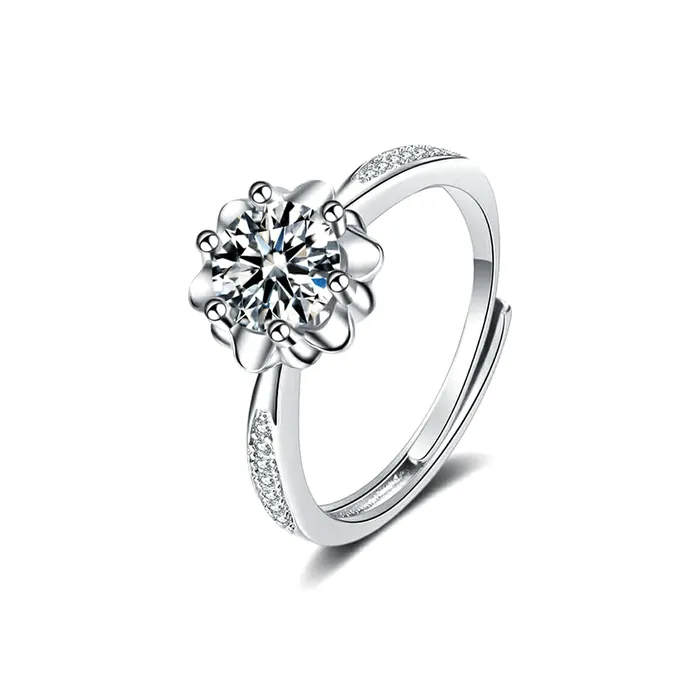 Rings 925 Silver Plum Flower Moissanite Ring Trendolla Jewelry