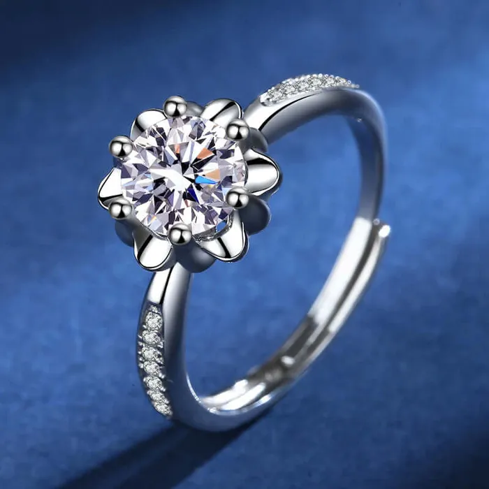 Rings 925 Silver Plum Flower Moissanite Ring Trendolla Jewelry