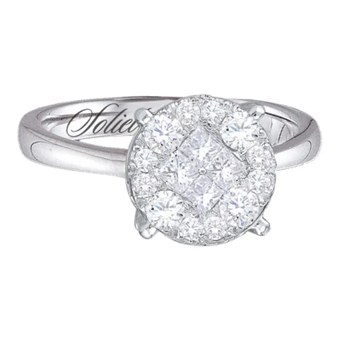 Rings North Arrow Shop 14kt white gold womens princess round diamond soleil cluster bridal wedding engagement ring 1 12 cttw49561