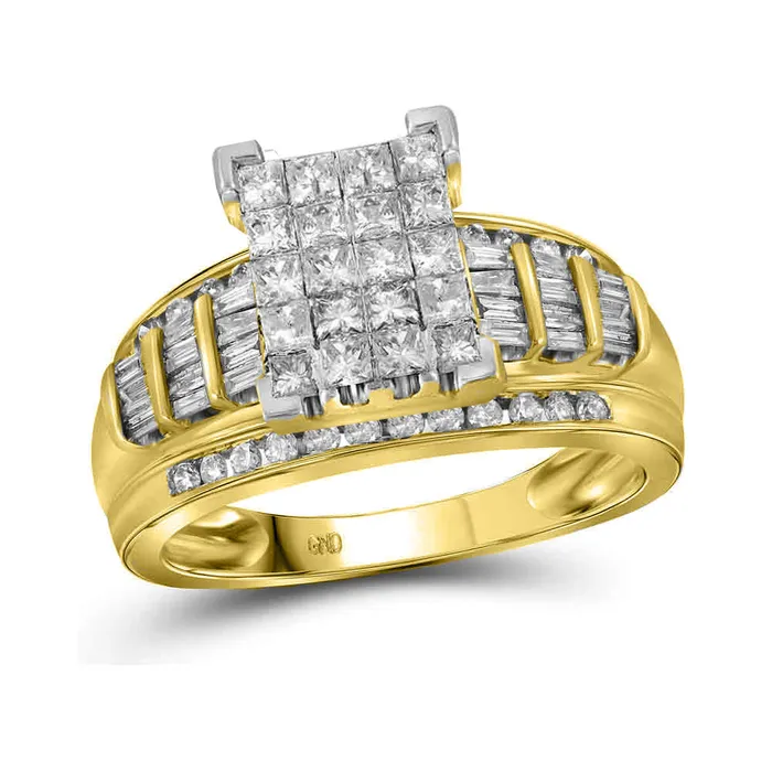 Rings North Arrow Shop 14kt yellow gold womens princess diamond cluster bridal wedding engagement ring 200 cttw size 830259