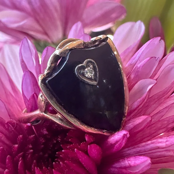 Rings ONeills Estate Jewelry 10 Karat Yellow Gold Onyx Diamond Ring 20002663
