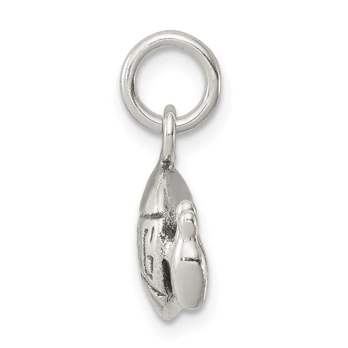 Rings Sterling Silver Antiqued Bowling Ball and Pins Charm TreasureFineJewelers