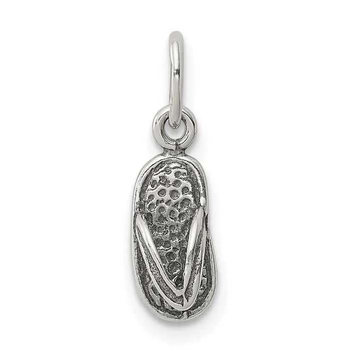 Rings Sterling Silver Antiqued Flip Flop Charm TreasureFineJewelers