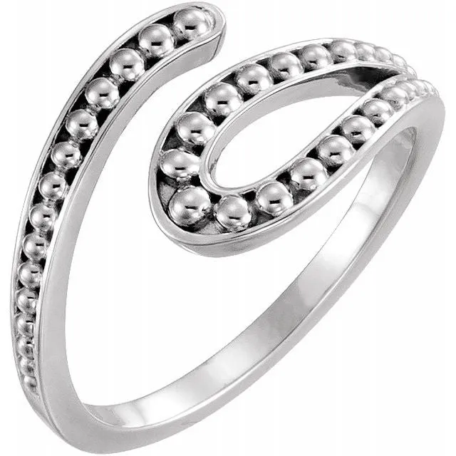 Rings Sterling Silver Beaded Bypass Ring TreasureFineJewelers