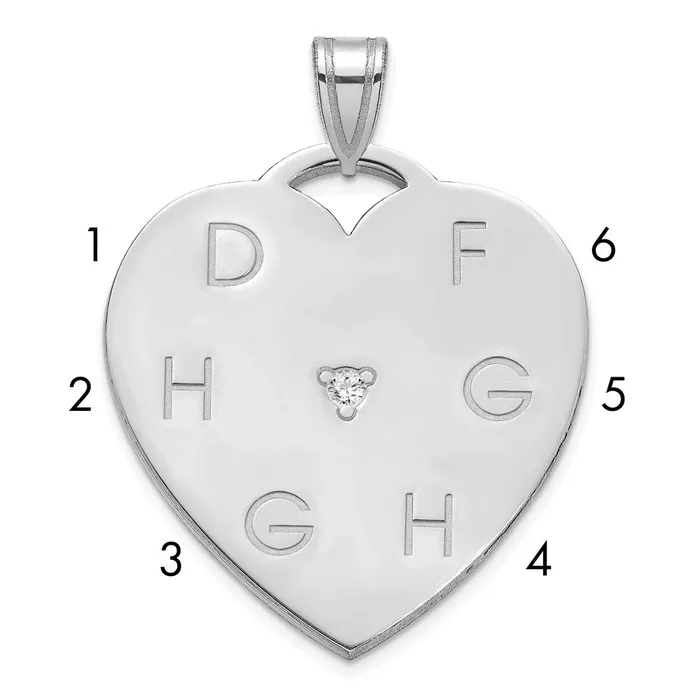 Rings Sterling Silver Polished 6 Letter Charm with Diamond TreasureFineJewelers Rings Sterling Silver Polished 6 Letter Charm with Diamond TreasureFineJewelers