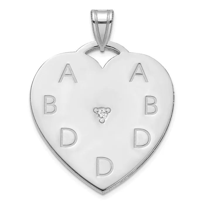 Rings Sterling Silver Polished 7 Letter Charm with Diamond TreasureFineJewelers