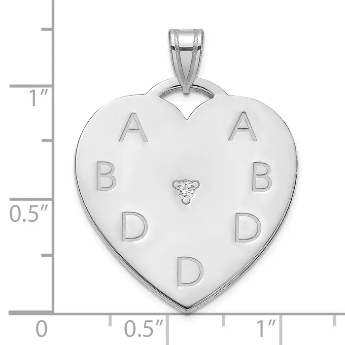 Rings Sterling Silver Polished 7 Letter Charm with Diamond TreasureFineJewelers