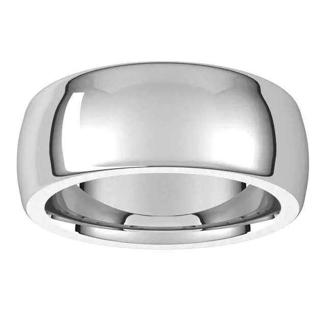 Rings TreasureFineJewelers 10K White Gold 8 mm Half Round Comfort Fit Heavy Wedding Band