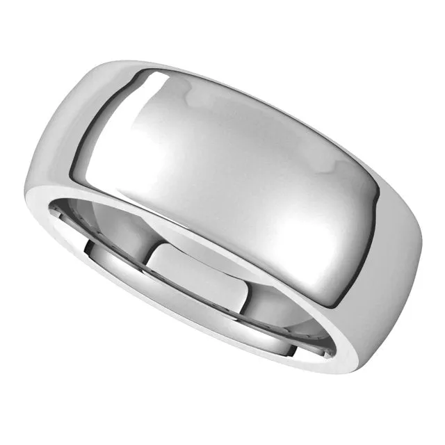 Rings TreasureFineJewelers 10K White Gold 8 mm Half Round Comfort Fit Heavy Wedding Band
