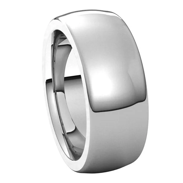 Rings TreasureFineJewelers 10K White Gold 8 mm Half Round Comfort Fit Heavy Wedding Band