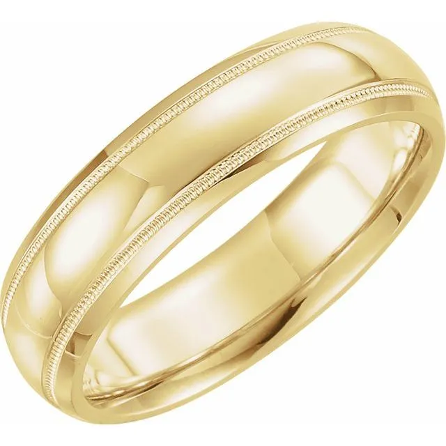 Rings TreasureFineJewelers 10K Yellow Gold 6 mm Half Round ComfortFit Band With Milgrain Rings TreasureFineJewelers 10K Yellow Gold 6 mm Half Round ComfortFit Band With Milgrain