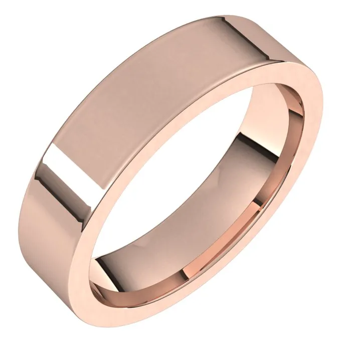 Rings TreasureFineJewelers 14K Rose Gold 5 mm flat comfort fit Wedding Band Rings TreasureFineJewelers 14K Rose Gold 5 mm flat comfort fit Wedding Band