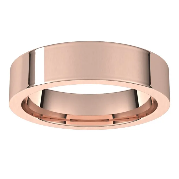 Rings TreasureFineJewelers 14K Rose Gold 5 mm flat comfort fit Wedding Band