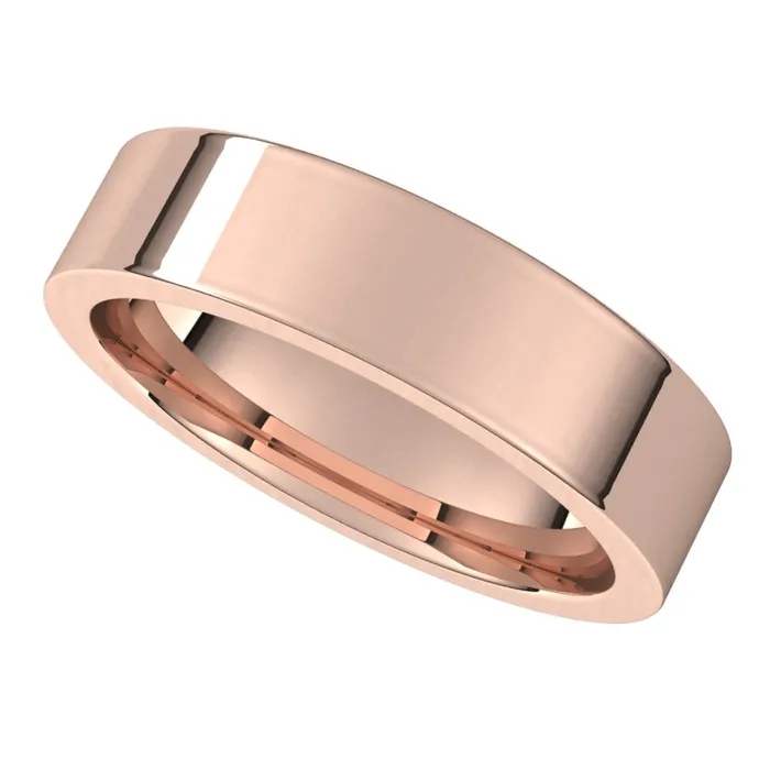 Rings TreasureFineJewelers 14K Rose Gold 5 mm flat comfort fit Wedding Band