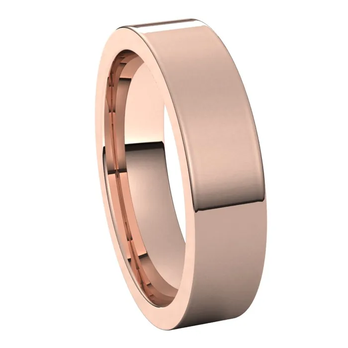 Rings TreasureFineJewelers 14K Rose Gold 5 mm flat comfort fit Wedding Band