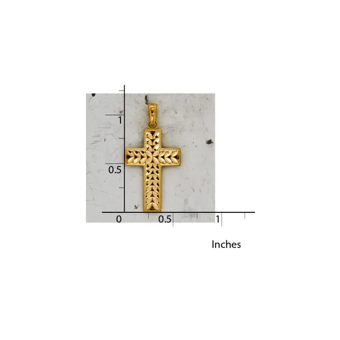 Rings TreasureFineJewelers 14k Twotone Polished and DC Cross Pendant