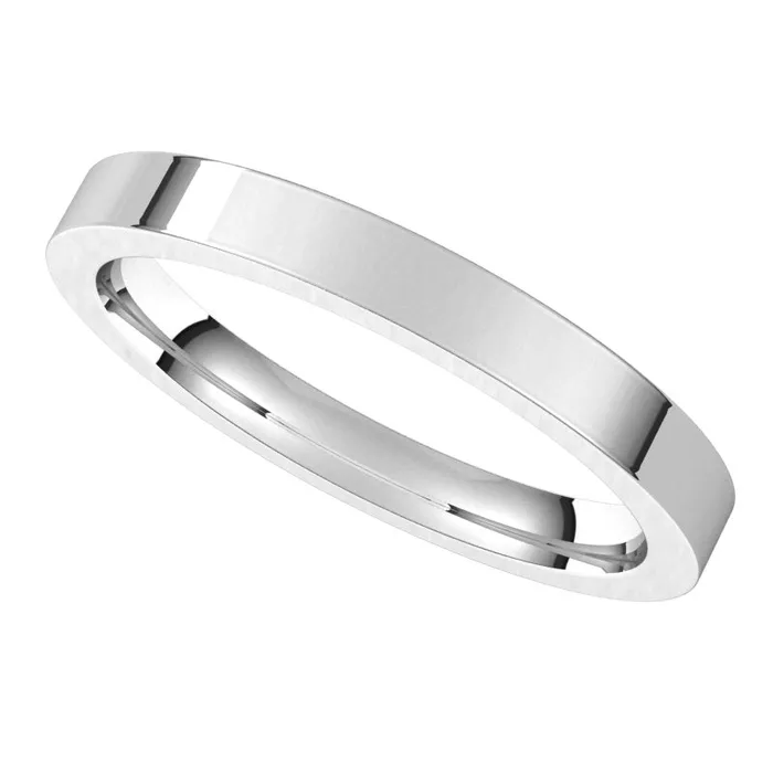 Rings TreasureFineJewelers 14K White Gold 25 mm flat comfort fit Wedding Band