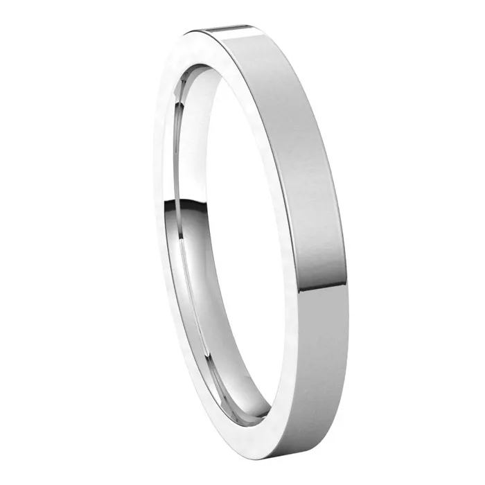 Rings TreasureFineJewelers 14K White Gold 25 mm flat comfort fit Wedding Band