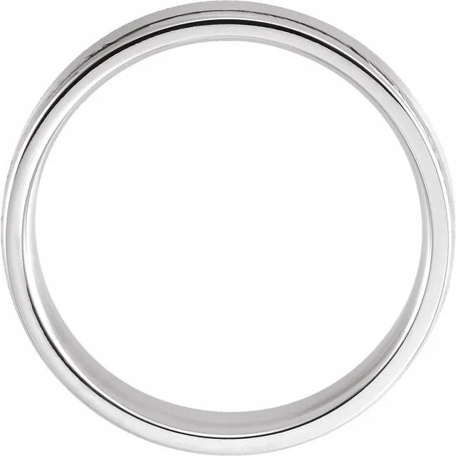Rings TreasureFineJewelers 14K White Gold 5 mm ComfortFit Grooved Band With Satin Finish