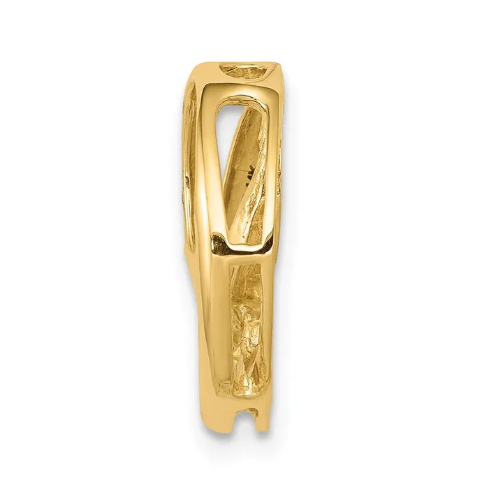 Rings TreasureFineJewelers 14k Yellow Gold 32mm A Diamond Three Stone Circles Chain Slide