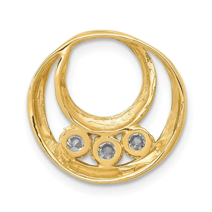 Rings TreasureFineJewelers 14k Yellow Gold 32mm A Diamond Three Stone Circles Chain Slide