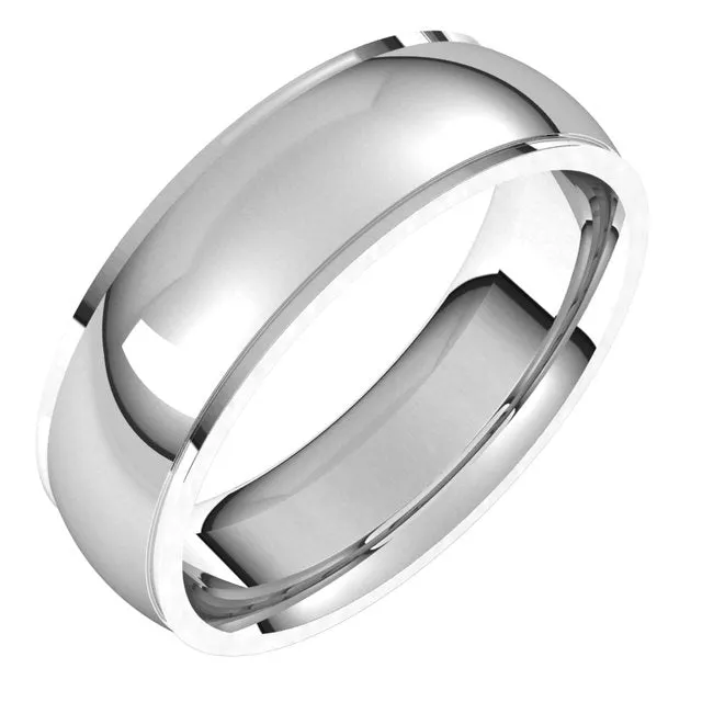 Rings TreasureFineJewelers 18K White Gold 6 mm Half Round Edge Comfort Fit Wedding Band