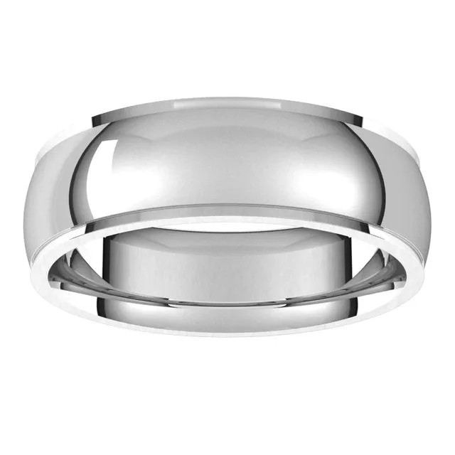 Rings TreasureFineJewelers 18K White Gold 6 mm Half Round Edge Comfort Fit Wedding Band