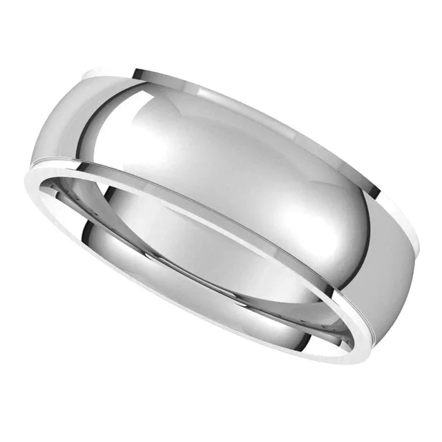 Rings TreasureFineJewelers 18K White Gold 6 mm Half Round Edge Comfort Fit Wedding Band