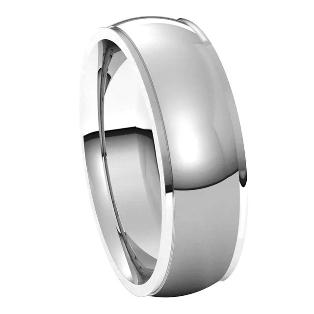 Rings TreasureFineJewelers 18K White Gold 6 mm Half Round Edge Comfort Fit Wedding Band