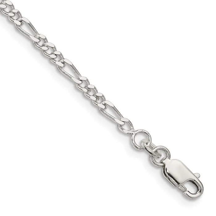 Rings TreasureFineJewelers Sterling Silver 25mm Figaro Chain Anklet