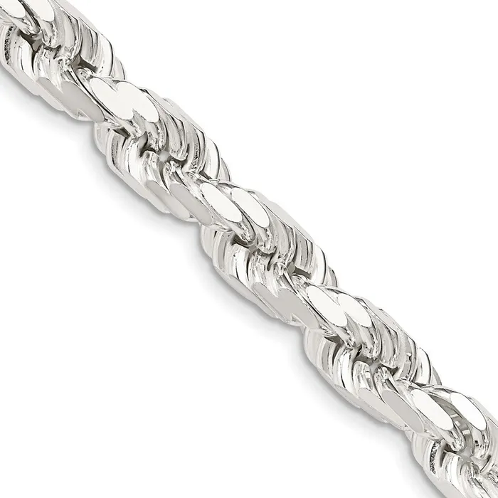 Rings TreasureFineJewelers Sterling Silver 8mm Diamondcut Rope Chain